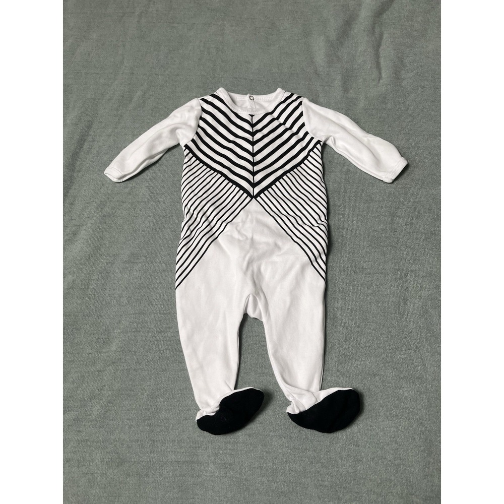 Mon Tresor Enfant Black And White Footie Modern 3M NWOT